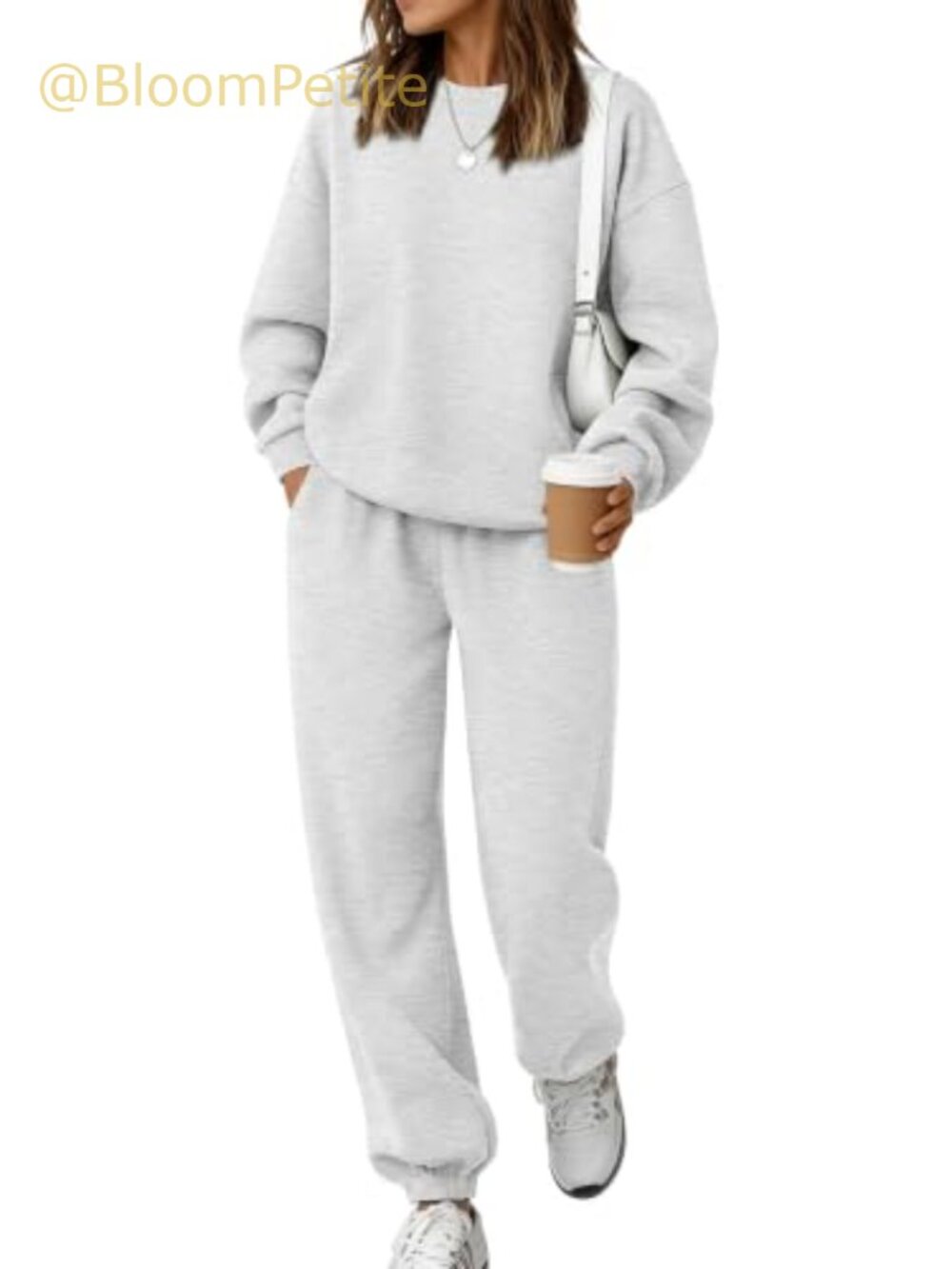 Womens 2 Piece Sweatsuit Set Fleece Lined Crewneck Pullover Drawstring Joggers
